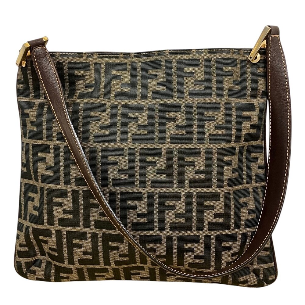 Fendi Shoulder Bag Zucca Canvas Leather